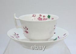 Antique Mintons Porcelain Purple or Puce & Green Flower Tea Cup & Saucer