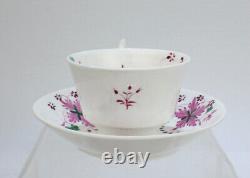 Antique Mintons Porcelain Purple or Puce & Green Flower Tea Cup & Saucer