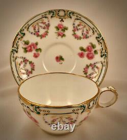 Antique Mintons Tea Cup & Saucer, Rose Garlands