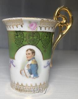 Antique Napoleon Bonaparte Demitasse Cup Saucer Portrait Marked Vienna Bee Hive