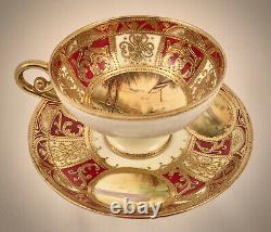 Antique Nippon Tea Cup & Saucer, Pedestal, Scenic