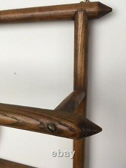 Antique Oak Plate Rack Teacup Hooks Primitive Modern Simple Farmouse MCM