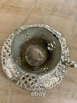 Antique Ornate SilverPlate Tea Cup/Saucer Danish Country Motif