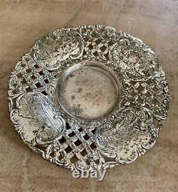 Antique Ornate SilverPlate Tea Cup/Saucer Danish Country Motif