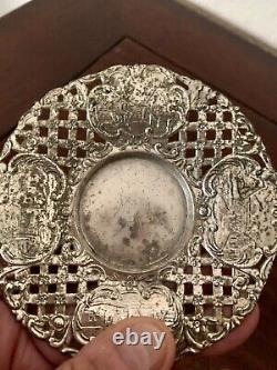 Antique Ornate SilverPlate Tea Cup/Saucer Danish Country Motif