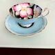Antique Paragon Tea Cup & Saucer Light Blue Black From Japan