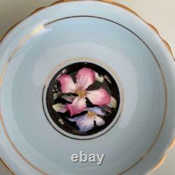 Antique PARAGON tea cup & saucer Light blue black from japan