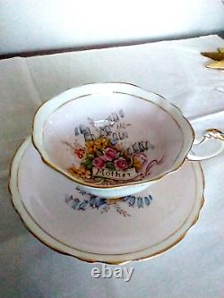 Antique Paragon Bone China Floral soft pink background teacup & Saucer (Mother)