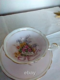 Antique Paragon Bone China Floral soft pink background teacup & Saucer (Mother)