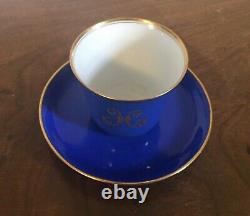 Antique Paris Porcelain Tea Cup & Saucer French Limoges H Monogram 19th century