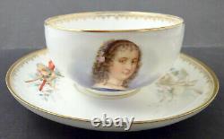 Antique Paris Portrait Cup & Saucer, Sevres Style, B