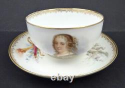 Antique Paris Portrait Cup & Saucer, Sevres Style, C