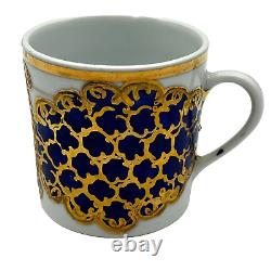 Antique Persian King Naser Shah Cobalt Gold Gilt Demitasse Teacup & Saucer Set
