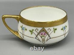 Antique Pickard Maple Leaf Mark Art Deco Gold Rim Tea Cup & Saucer & Plate