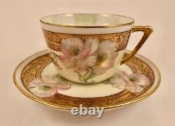 Antique Pickard Tea Cup & Saucer, Nouveau Poppies, Artist Signed