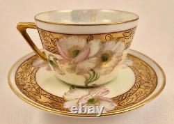 Antique Pickard Tea Cup & Saucer, Nouveau Poppies, Artist Signed