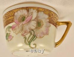 Antique Pickard Tea Cup & Saucer, Nouveau Poppies, Artist Signed