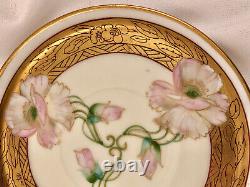 Antique Pickard Tea Cup & Saucer, Nouveau Poppies, Artist Signed