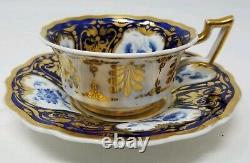 Antique Porcelain RIDGWAY tea Cup and Saucer 1825 hand painted blue floral