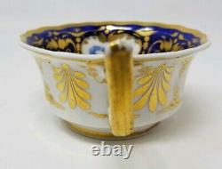 Antique Porcelain RIDGWAY tea Cup and Saucer 1825 hand painted blue floral