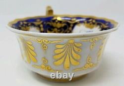 Antique Porcelain RIDGWAY tea Cup and Saucer 1825 hand painted blue floral