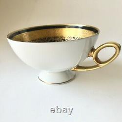 Antique Porzellan Gilded Gold Black White Porcelain Teacup Saucer Desert Plate