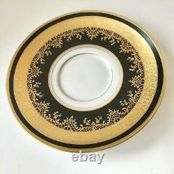 Antique Porzellan Gilded Gold Black White Porcelain Teacup Saucer Desert Plate
