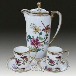 Antique RC Nippon Hand Painted Teapot 4oz Tea Cups Saucers Gilt Bird of Paradise