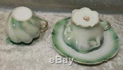 Antique RS Prussia Chocolate Pot withLid & 5 Cups, 4 Saucers+Creamer & Tea Cup