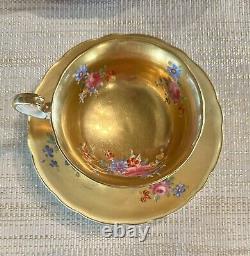 Antique Radfords Fenton Gold And Floral Teacup And Saucer #8548