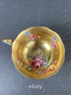 Antique Radfords Fenton gold floral tea cup &saucer 8548#England Hand Painted