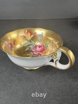 Antique Radfords Fenton gold floral tea cup &saucer 8548#England Hand Painted