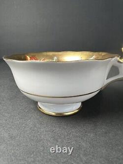 Antique Radfords Fenton gold floral tea cup &saucer 8548#England Hand Painted