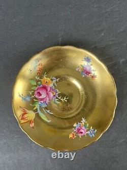 Antique Radfords Fenton gold floral tea cup &saucer 8548#England Hand Painted