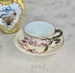 Antique Rare E. D. Bodley Tea Cup & Saucer Aesthetic Orchid Raised Branch Handle