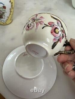 Antique Rare E. D. Bodley Tea Cup & Saucer Aesthetic Orchid Raised Branch Handle