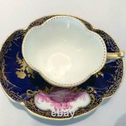 Antique Rare Hand-Painted Meissen Colln Porcelain Tea Cup +Saucer. 1900 Germany