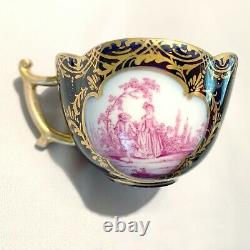 Antique Rare Hand-Painted Meissen Colln Porcelain Tea Cup +Saucer. 1900 Germany