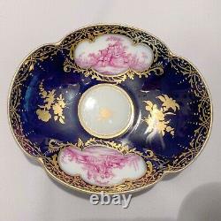 Antique Rare Hand-Painted Meissen Colln Porcelain Tea Cup +Saucer. 1900 Germany