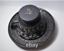 Antique Rare Pierre De La Mer Morte Hand Carved Teacup/Saucer 19th C. Holy Land