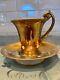 Antique Rare Hand Painted Gold Throught Tea Cup And Saucer