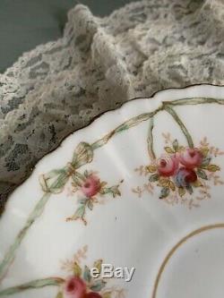 Antique Ribbon Bow Tea Cup & Saucer Probably Aynsley