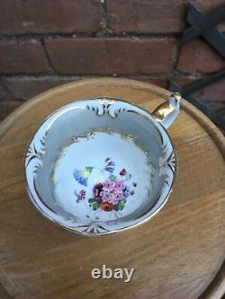 Antique Rockingham Brameld Hand Painted Trio Tea Cup, Coffee Cup & Saucer c1835