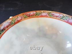 Antique Rose Medallion Chinese Porcelain Tea Cup & Saucer