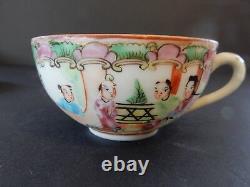 Antique Rose Medallion Chinese Porcelain Tea Cup & Saucer