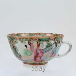 Antique Rose Medallion Chinese Porcelain Tea Cup & Saucer Export PC