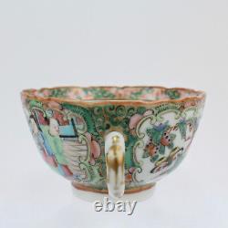 Antique Rose Medallion Chinese Porcelain Tea Cup & Saucer Export PC