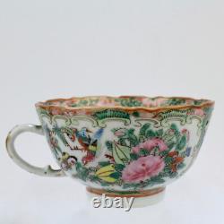 Antique Rose Medallion Chinese Porcelain Tea Cup & Saucer Export PC