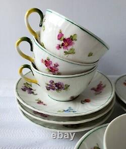 Antique Rouen France Porcelain Teacup Set (6) R Briggs Boston Aesthetic Movement