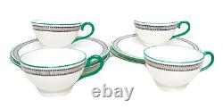 Antique Royal Doulton, Snack Plate And Cup, Art Deco, 4 Sets, Tennis Tea Set, Ma